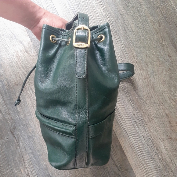 Vintage Etienne Aigner drawstring bucket bag Hunter Green OS ethan agner - Picture 2 of 7